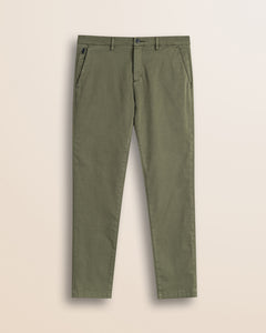Pantalone Chino in Gabardina Slim Fit fronte - Olive Night