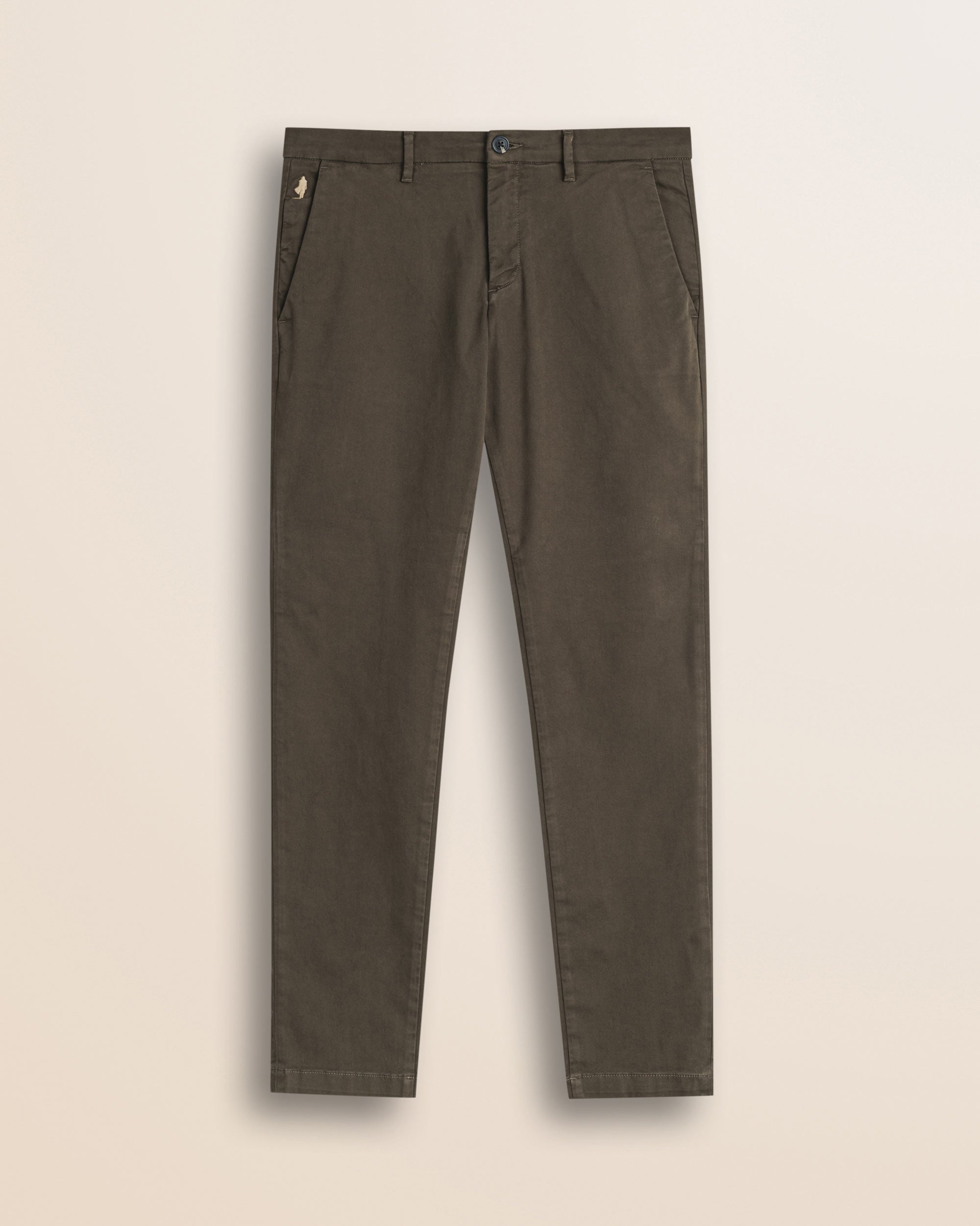 Pantalone Chino in Gabardina Slim Fit fronte - Chocolate