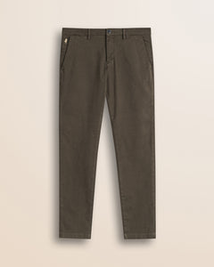 Pantalone Chino in Gabardina Slim Fit fronte - Chocolate