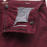 Pantalone Chino in Cotone Dobby Slim Fit dettaglio apertura - Merlot