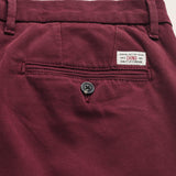 Pantalone Chino in Cotone Dobby Slim Fit dettaglio retro - Merlot