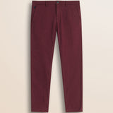 Pantalone Chino in Cotone Dobby Slim Fit fronte - Merlot