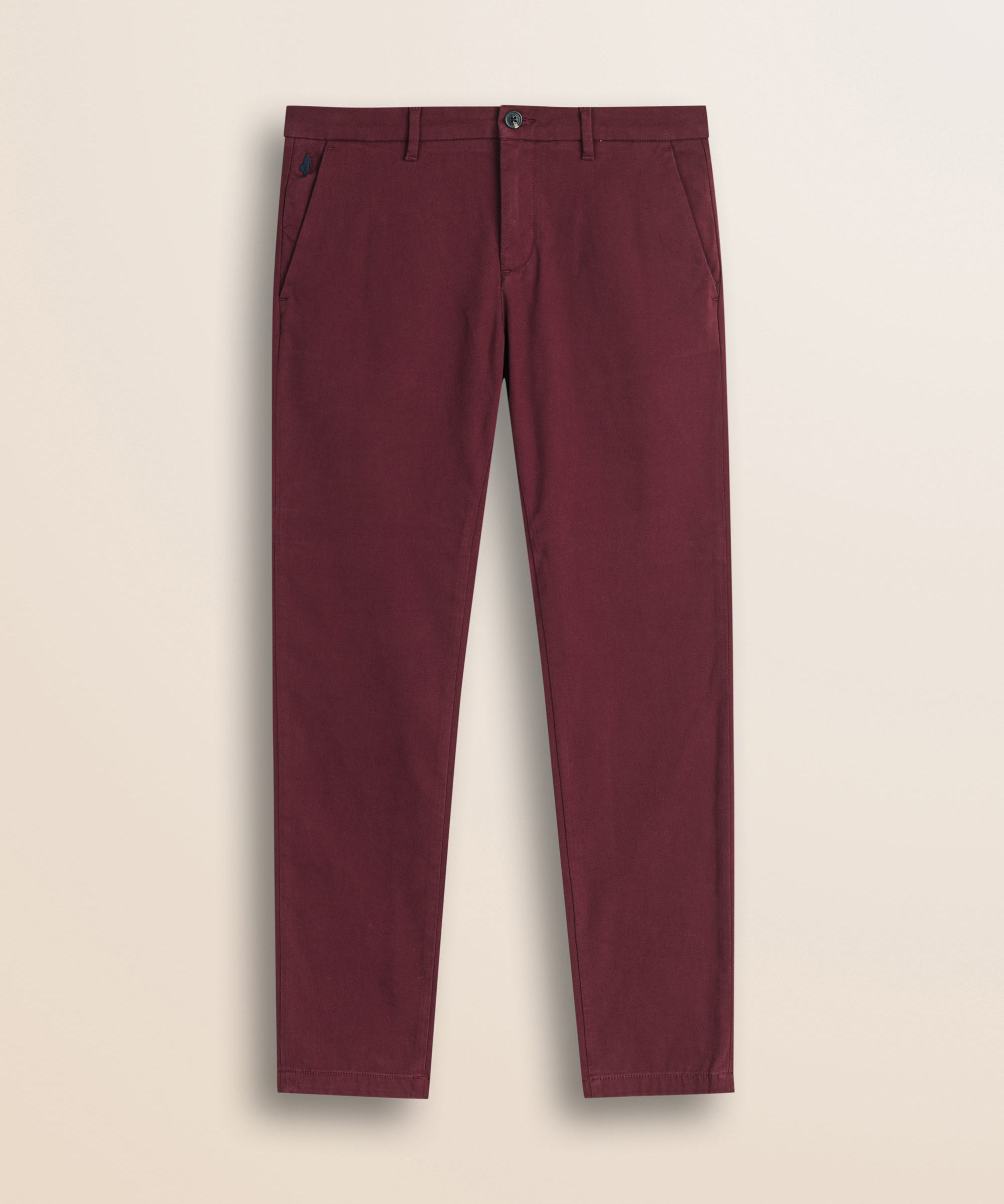 Pantalone Chino in Cotone Dobby Slim Fit fronte - Merlot