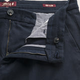 Pantalone Chino in Cotone Dobby Slim Fit dettaglio apertura - Navy Blue