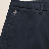 Pantalone Chino in Cotone Dobby Slim Fit dettaglio tasca - Navy Blue