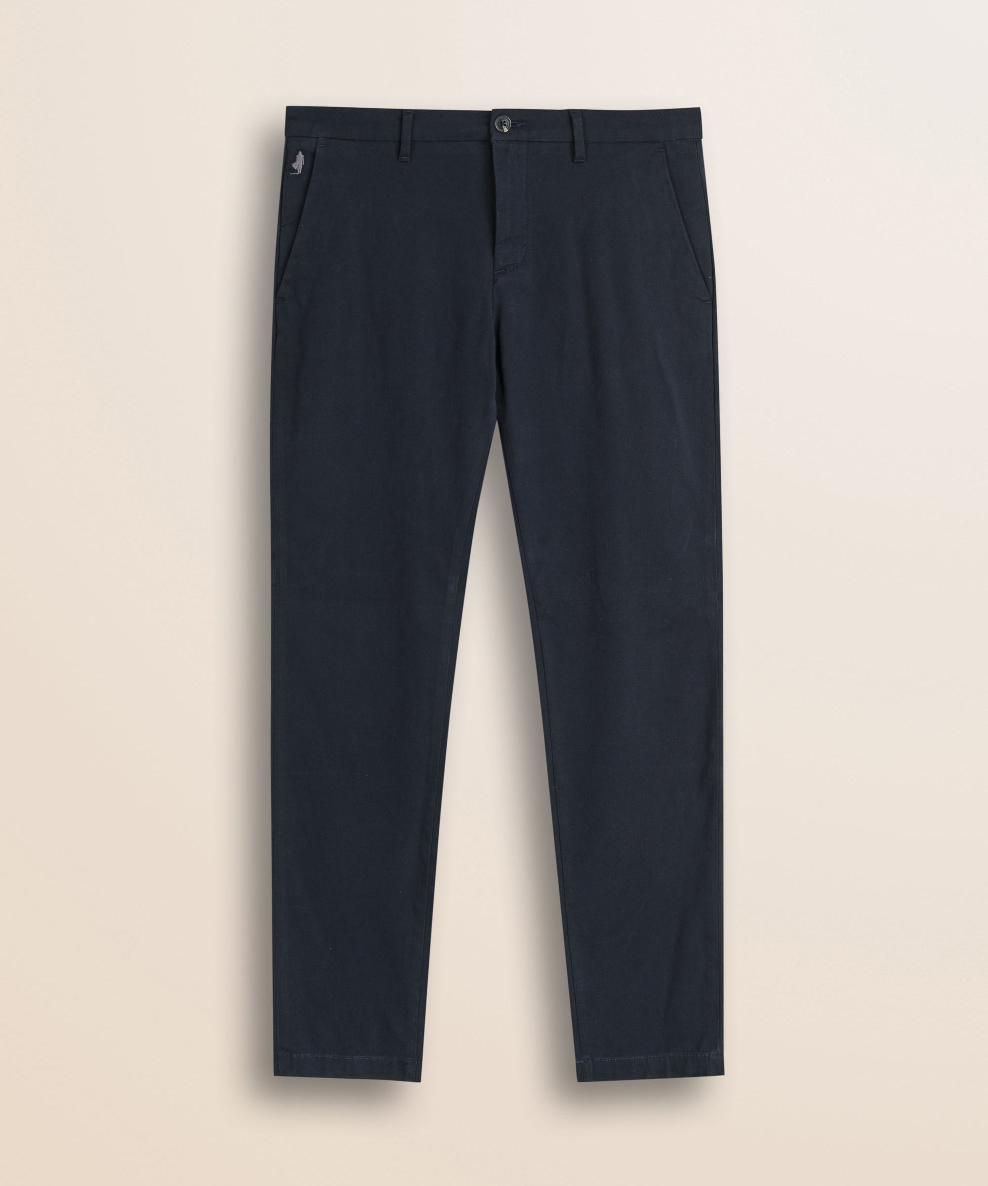 Pantalone Chino in Cotone Dobby Slim Fit fronte - Navy Blue
