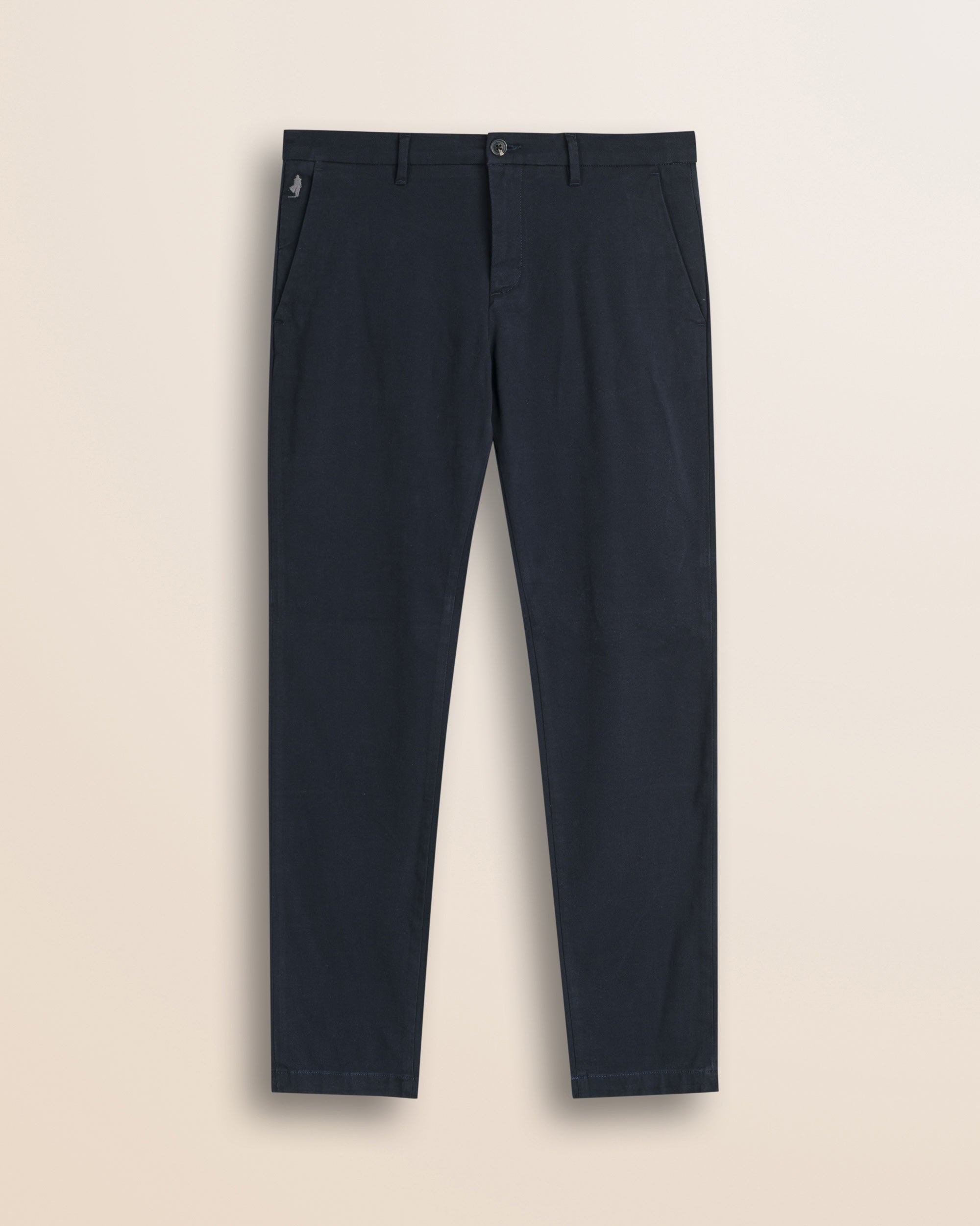 Pantalone Chino in Cotone Dobby Slim Fit fronte - Navy Blue
