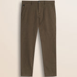 Pantalone Chino in Cotone Dobby Slim Fit fronte - Chocolate