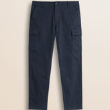 Pantalone Cargo in Gabardina Regular Fit fronte - Navy Blue