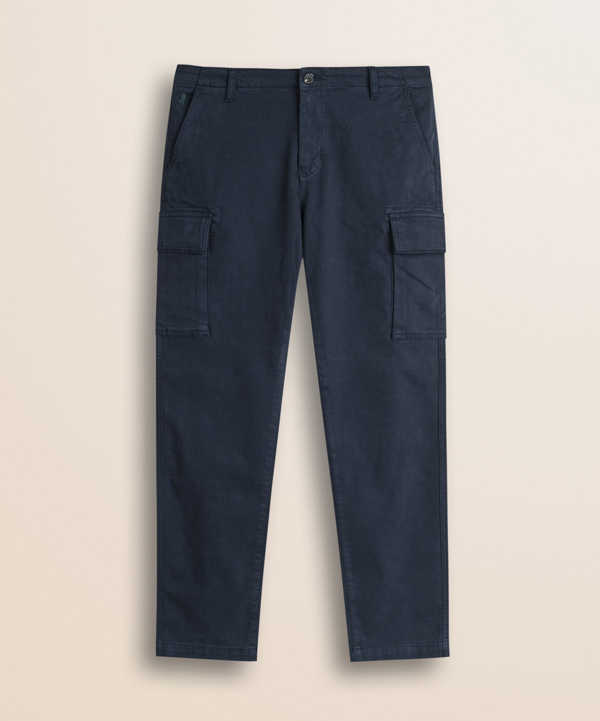 Pantalone Cargo in Gabardina Regular Fit fronte - Navy Blue