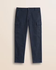 Pantalone Cargo in Gabardina Regular Fit fronte - Navy Blue