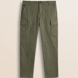 Pantalone Cargo in Gabardina Regular Fit fronte - Olive Night