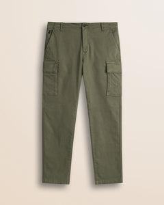 Pantalone Cargo in Gabardina Regular Fit fronte - Olive Night