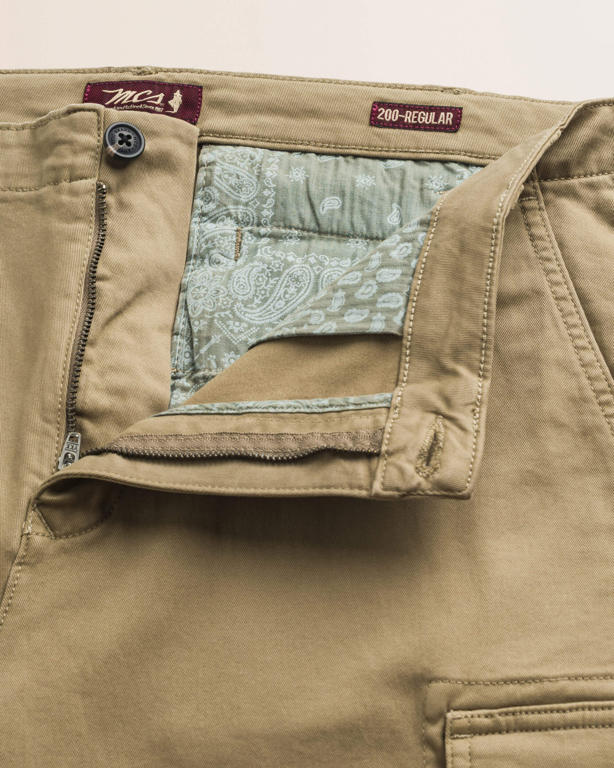 Pantalone Cargo in Gabardina Regular Fit dettaglio apertura - Elmwood Brown