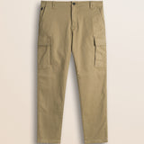 Pantalone Cargo in Gabardina Regular Fit fronte - Elmwood Brown