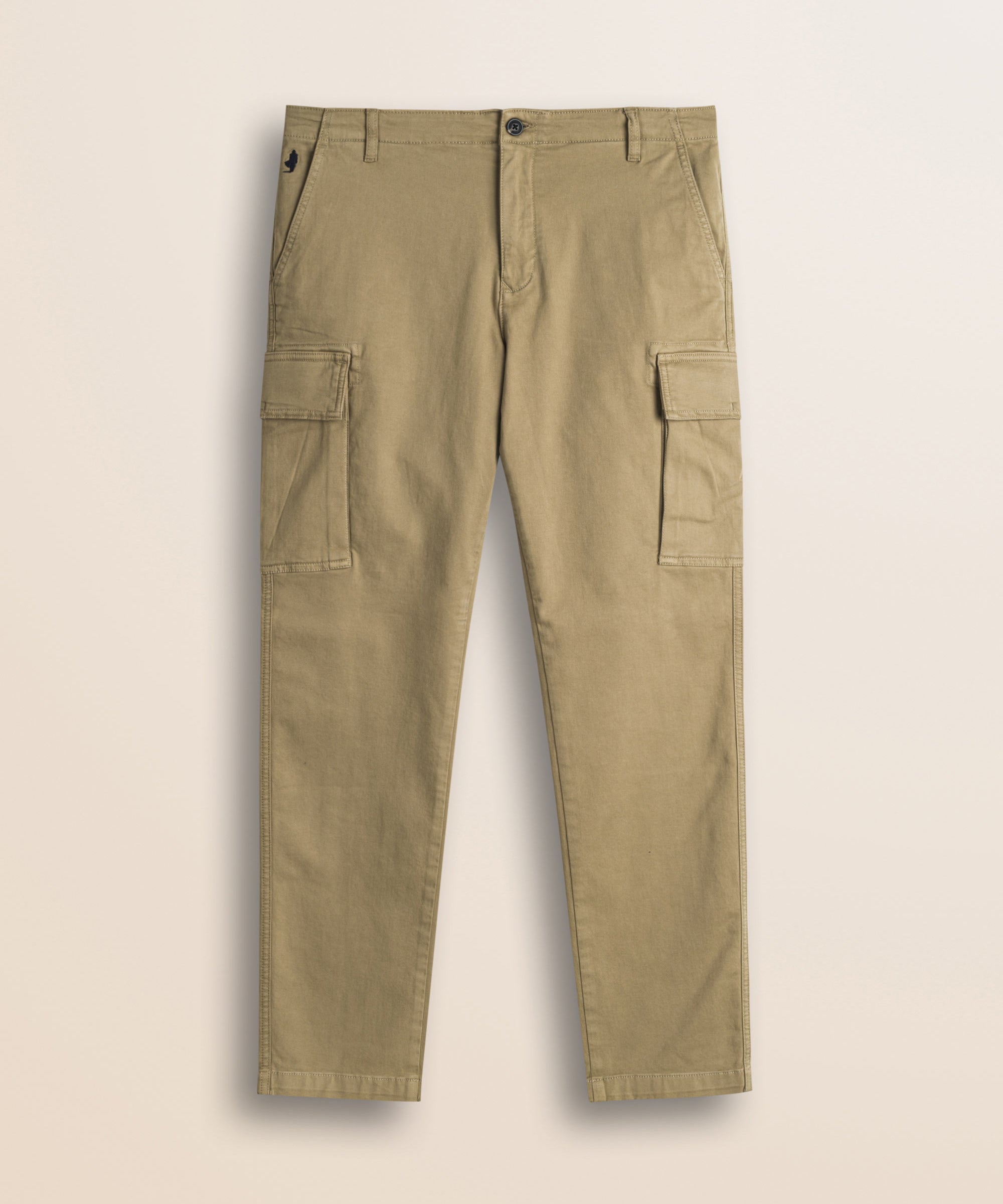 Pantalone Cargo in Gabardina Regular Fit fronte - Elmwood Brown