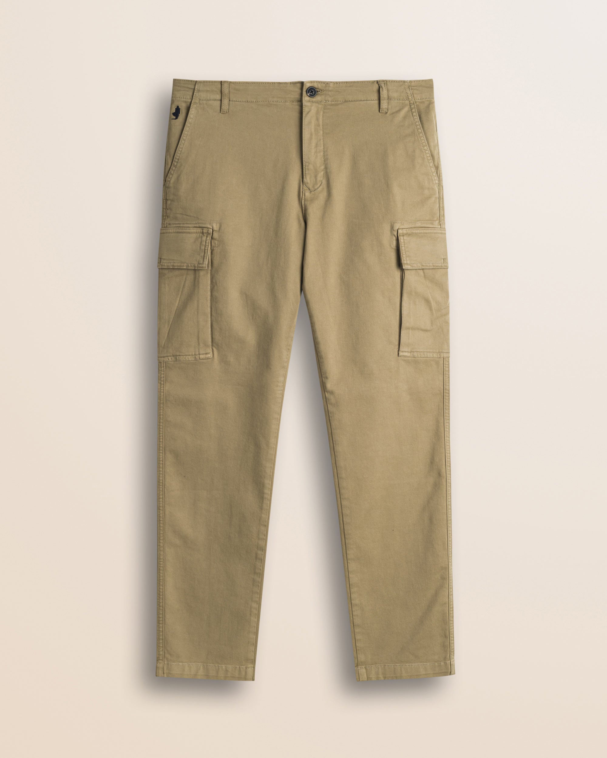 Pantalone Cargo in Gabardina Regular Fit fronte - Elmwood Brown