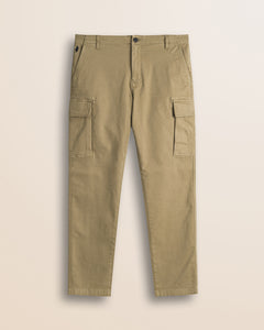 Pantalone Cargo in Gabardina Regular Fit fronte - Elmwood Brown