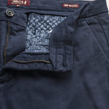 Pantalone Chino con Pence in Gabardina Relaxed Fit dettaglio apertura - Navy Blue