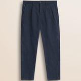 Pantalone Chino con Pence in Gabardina Relaxed Fit fronte - Navy Blue