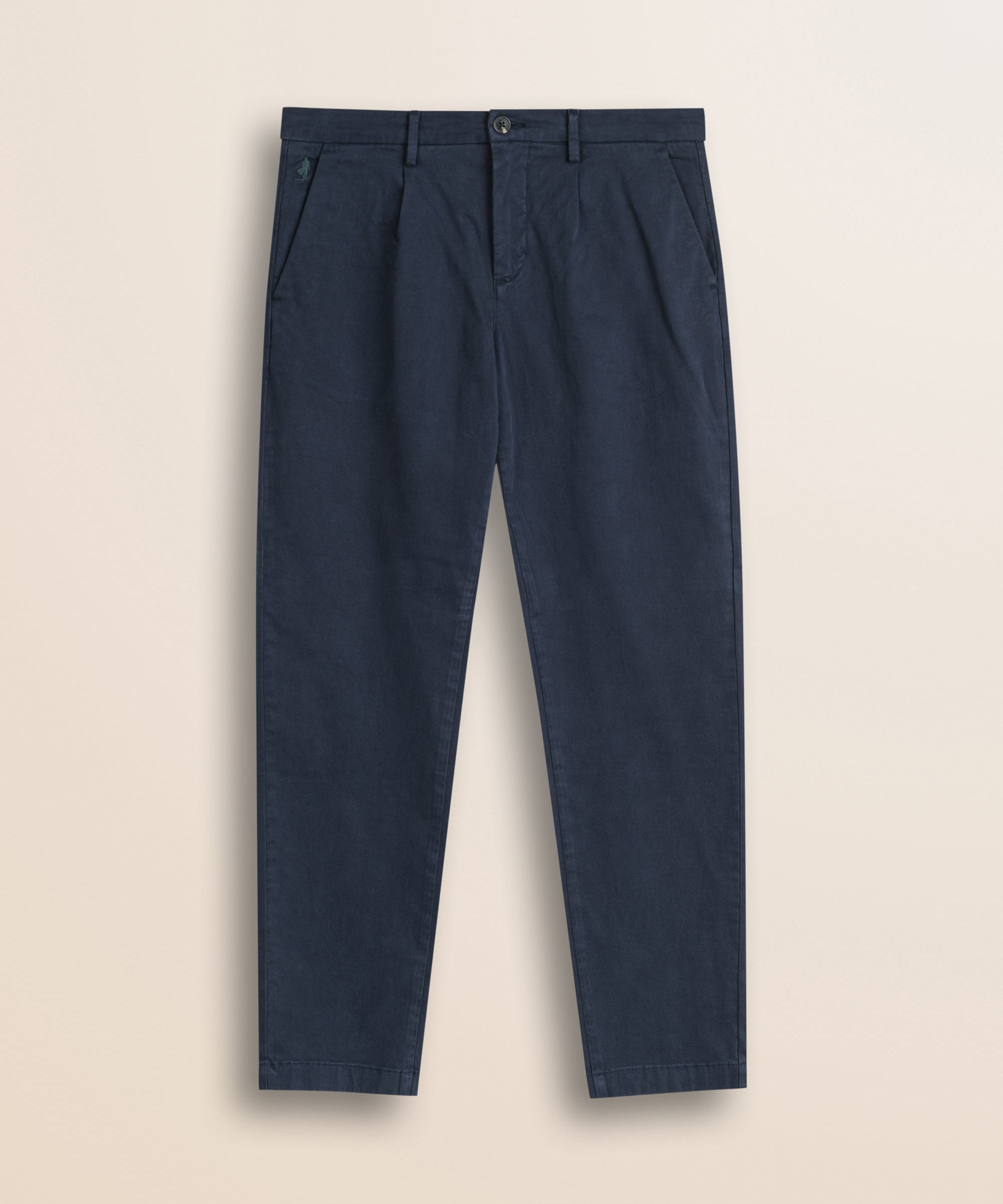 Pantalone Chino con Pence in Gabardina Relaxed Fit fronte - Navy Blue