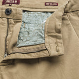 Pantalone Chino con Pence in Gabardina Relaxed Fit dettaglio apertura - Elmwood Brown