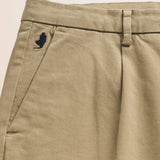 Pantalone Chino con Pence in Gabardina Relaxed Fit dettaglio tasca - Elmwood Brown