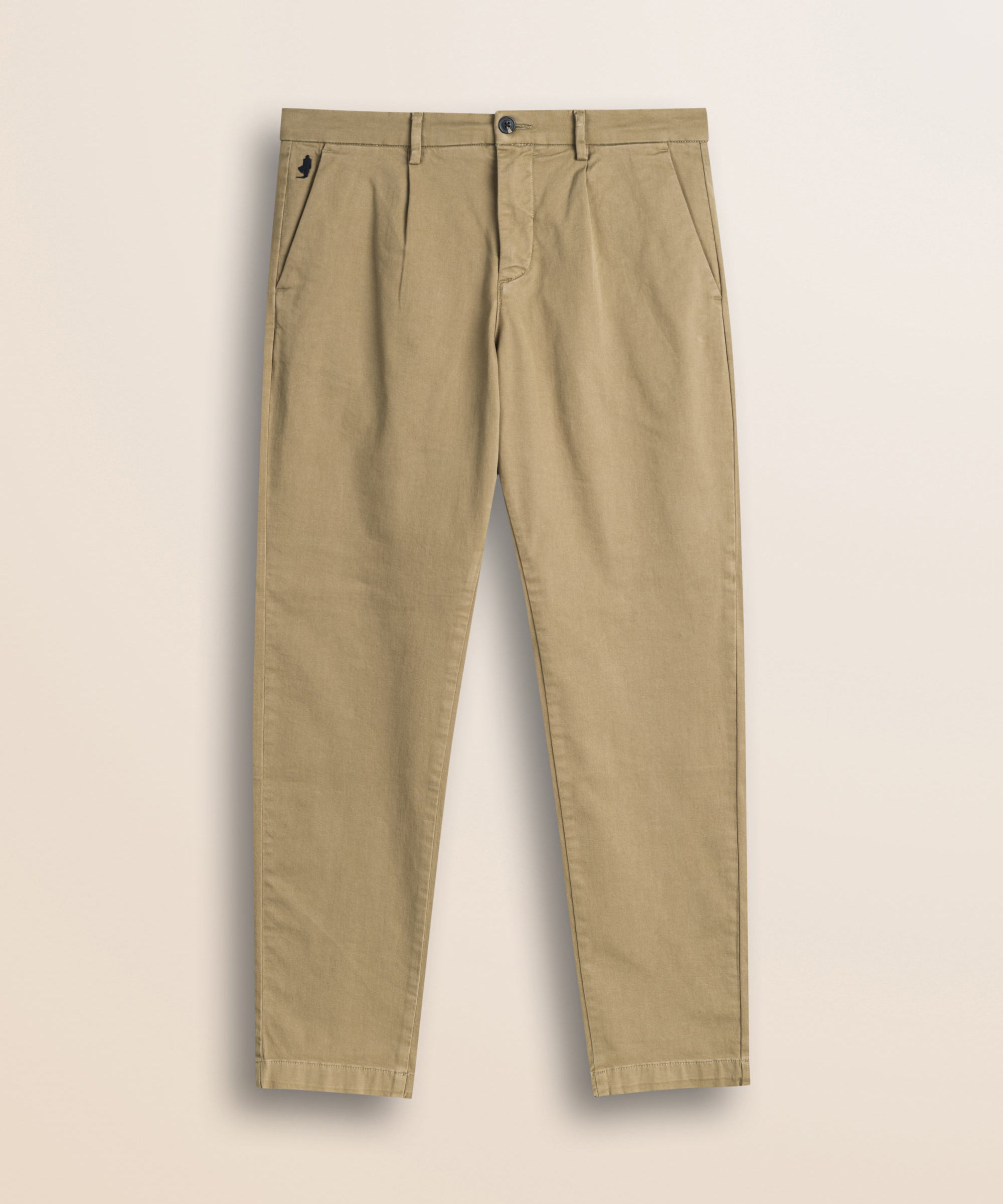 Pantalone Chino con Pence in Gabardina Relaxed Fit fronte - Elmwood Brown