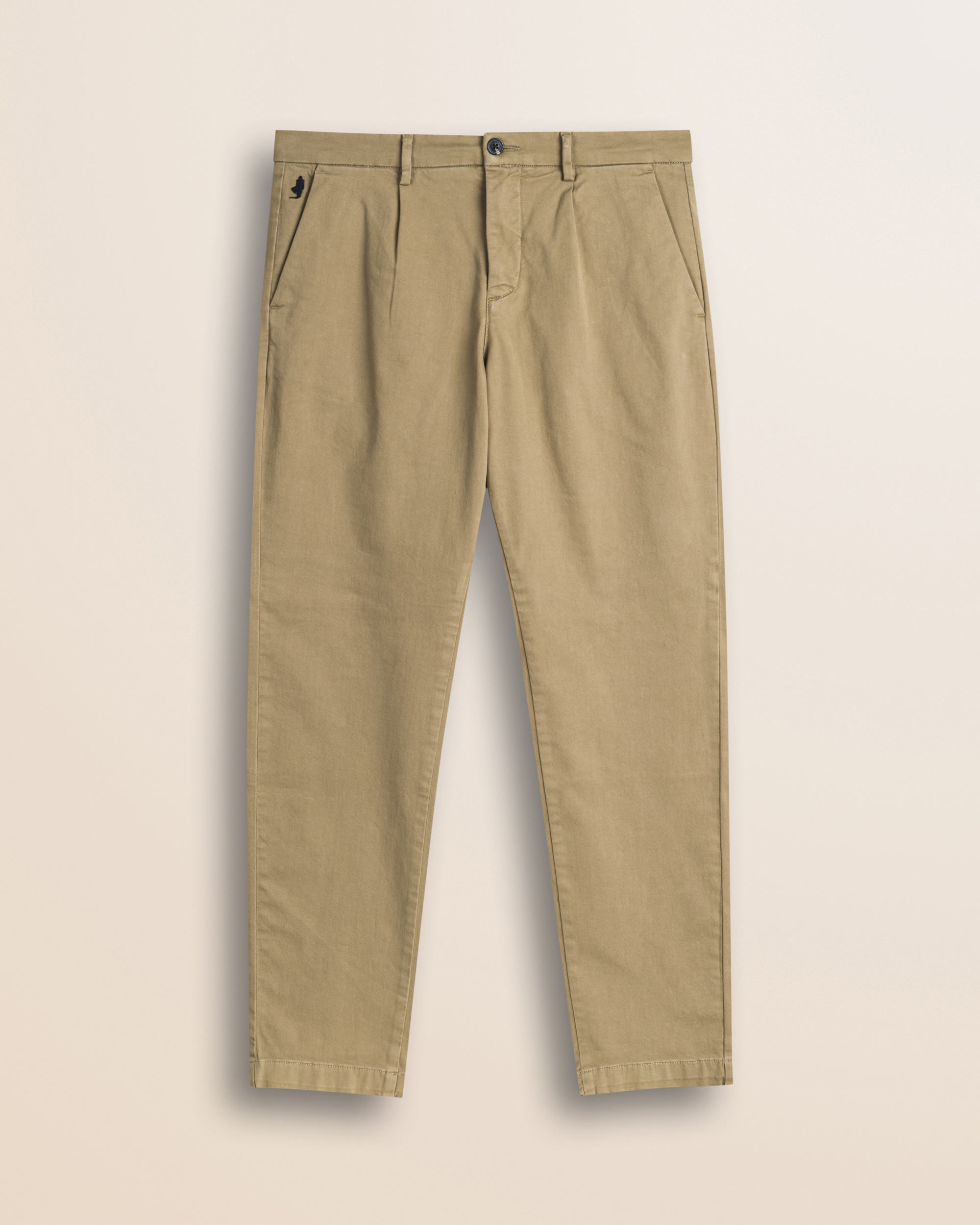 Pantalone Chino con Pence in Gabardina Relaxed Fit fronte - Elmwood Brown