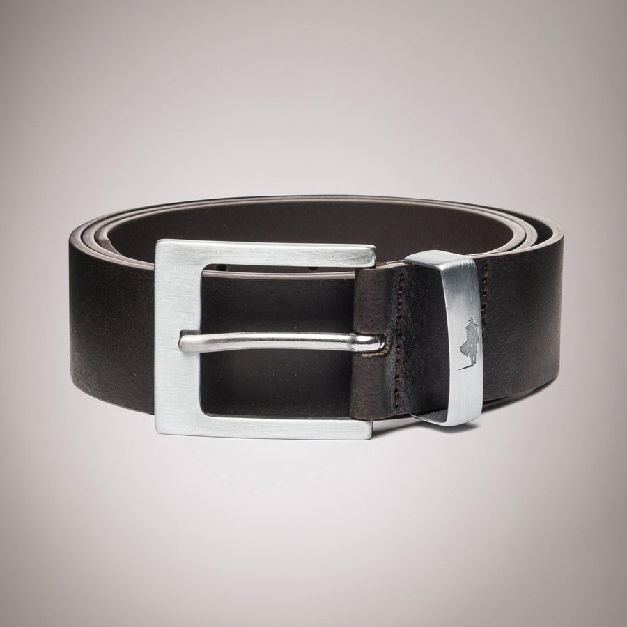 Waxed effect leather belt