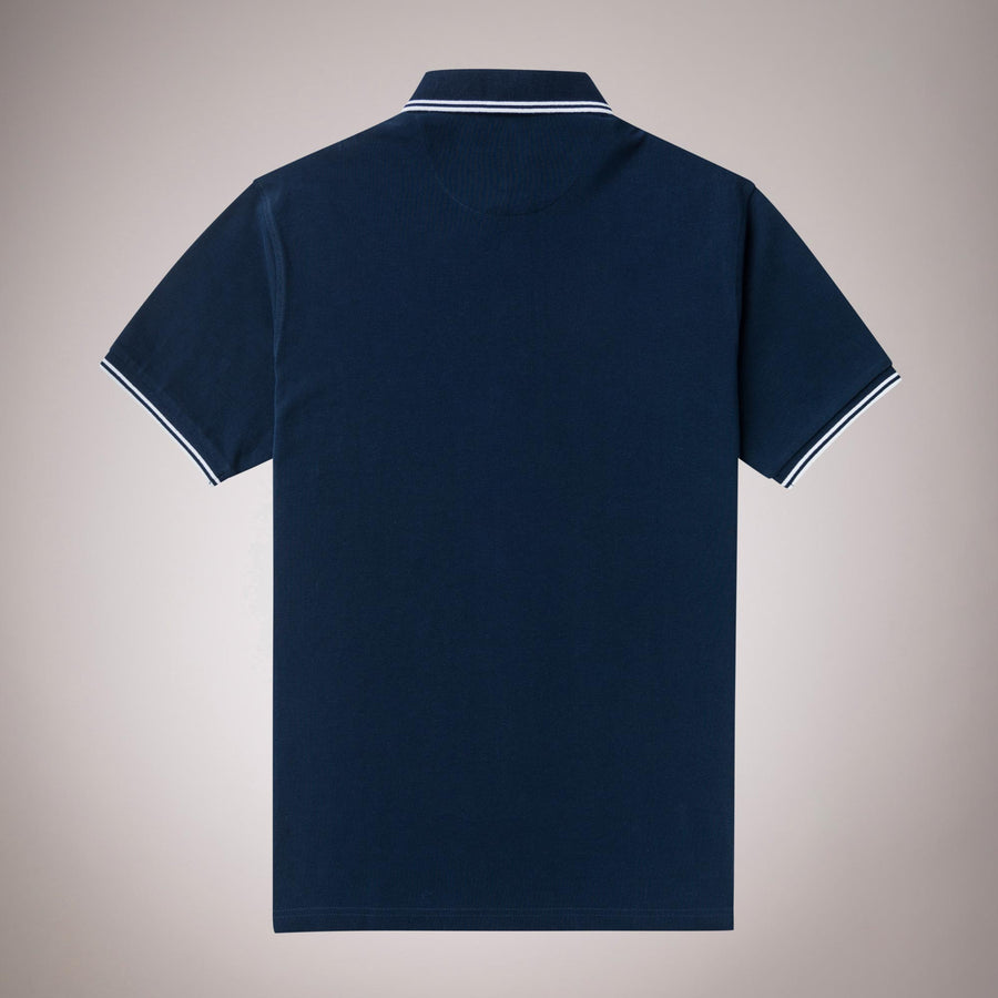 Plain Polo Shirt with Striped Edges 100% Cotton