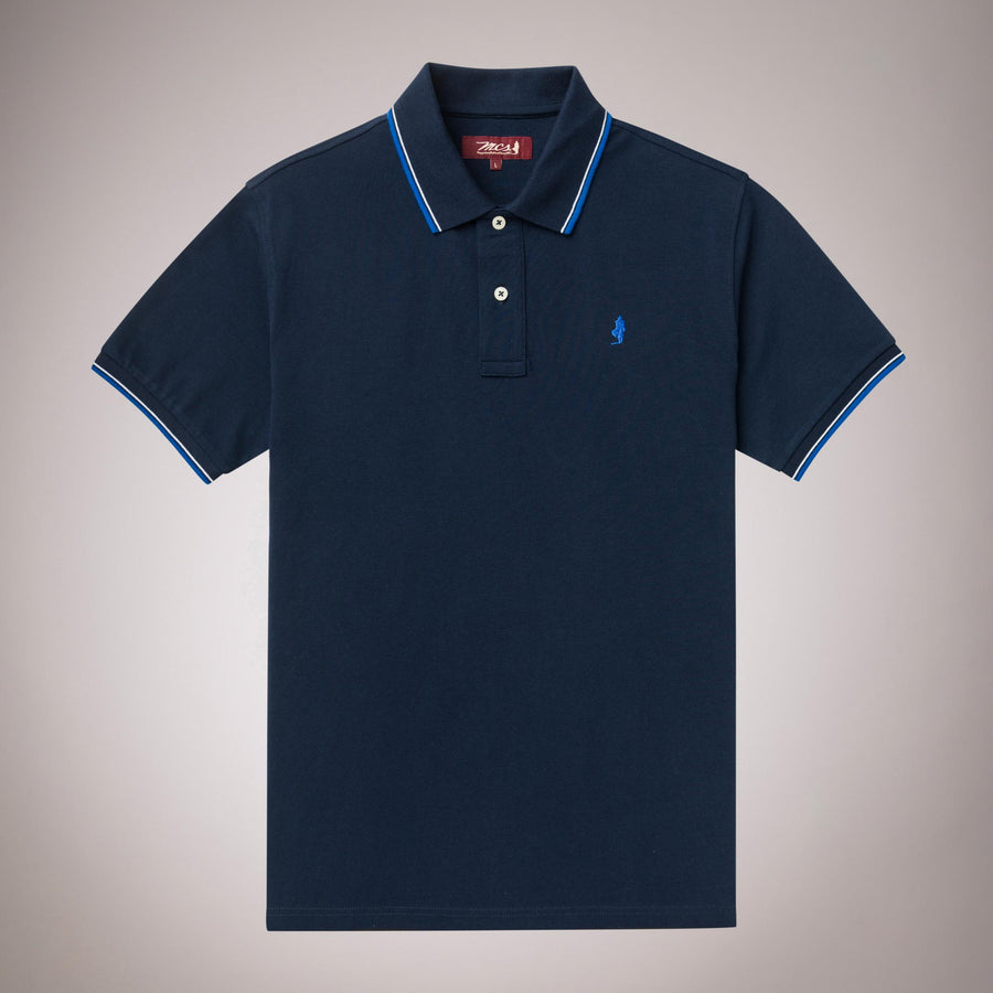 Polo shirt with contrasting stripes in stretch cotton