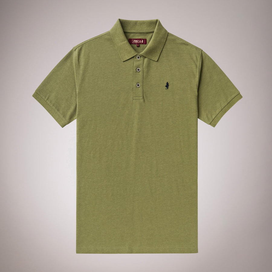 Plain Polo Shirt in Cotton and Linen