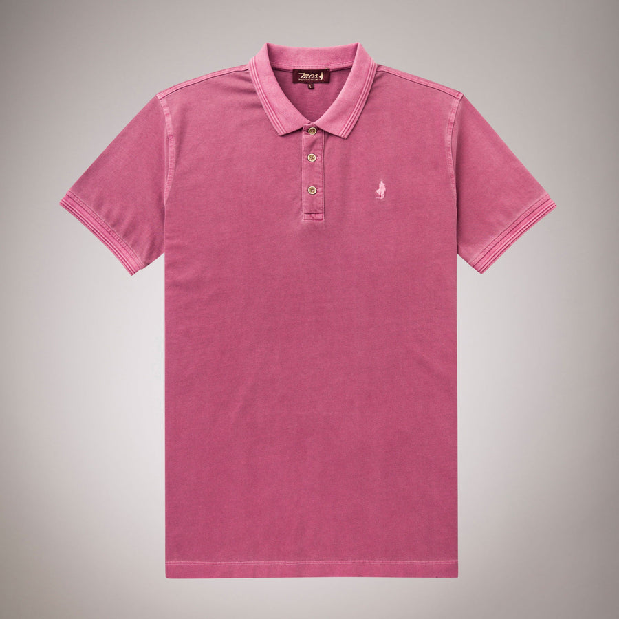Overdyed colored polo shirt in stretch cotton
