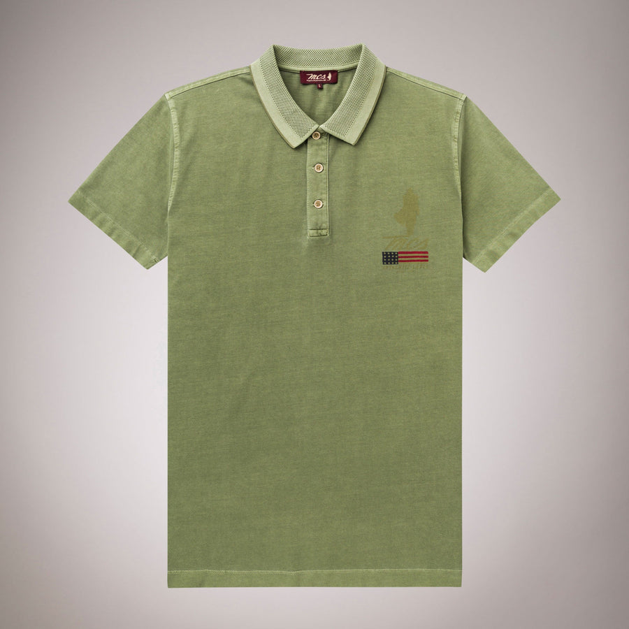 Polo shirt with artwork print in stretch cotton