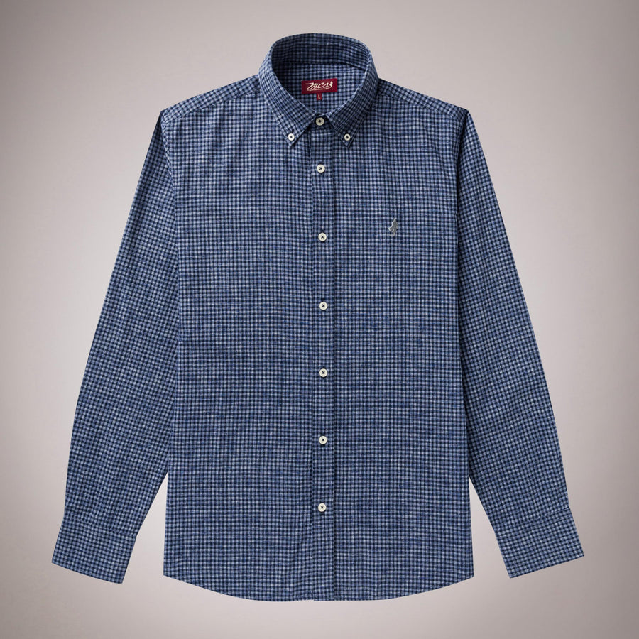 Melange Checked Shirt in Cotton and Lyocell