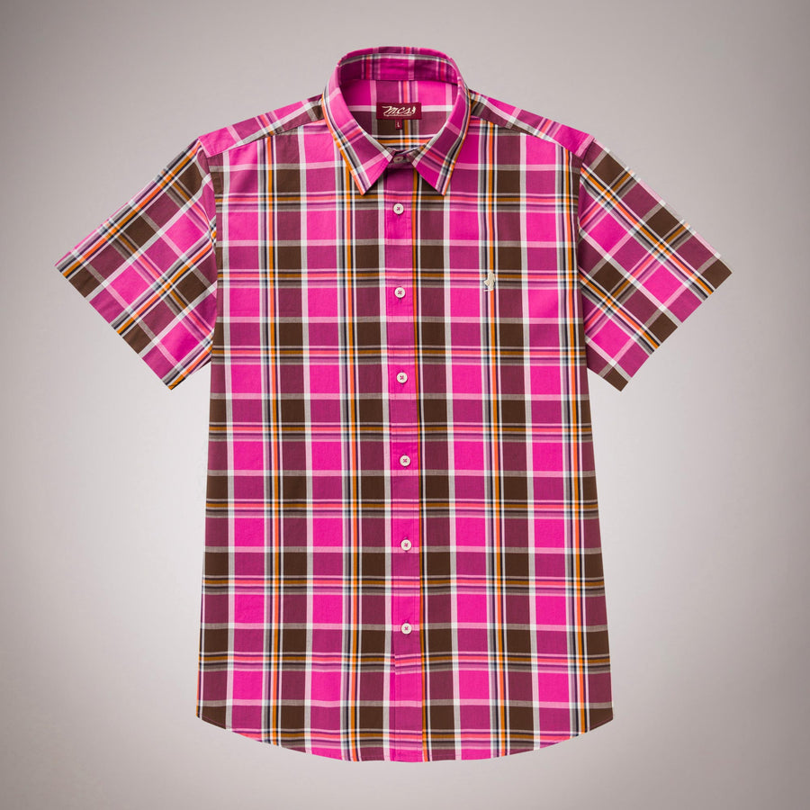 Short-sleeved checked shirt 100% cotton