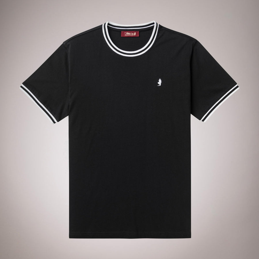 Plain T-Shirt with Striped Edges 100% Cotton
