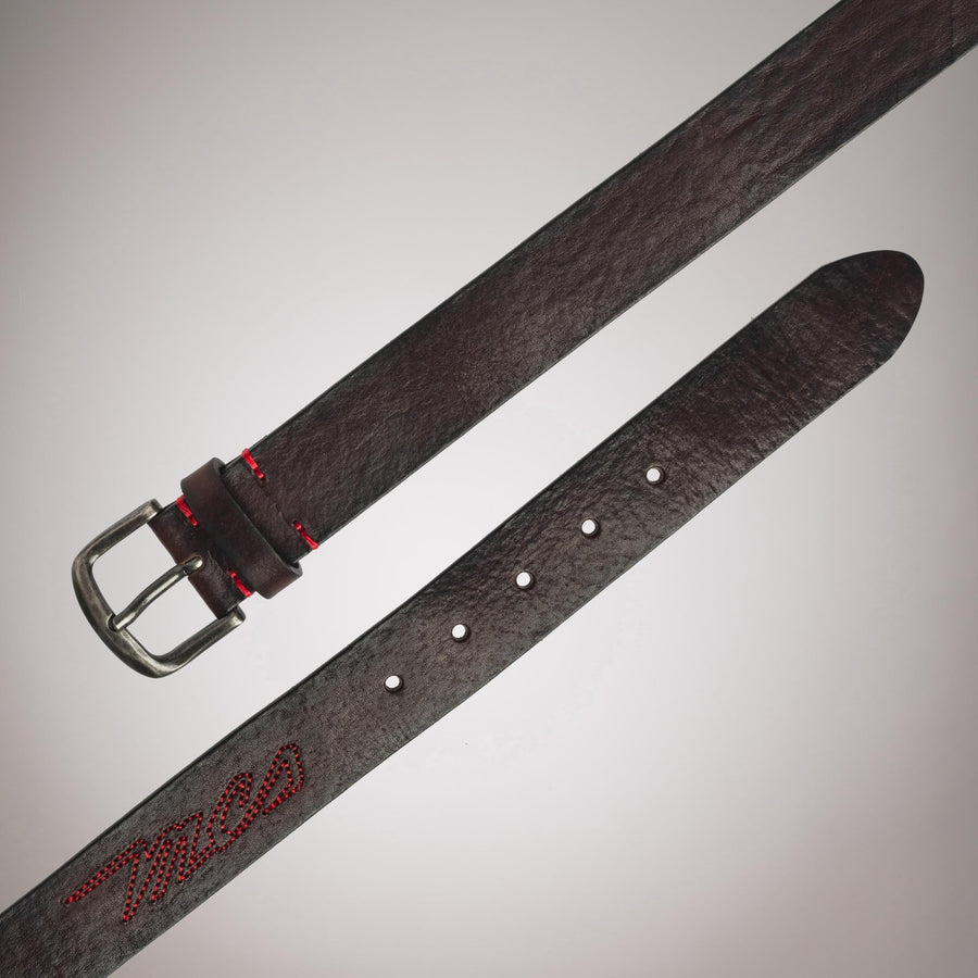 Cintura in pelle con ricamo