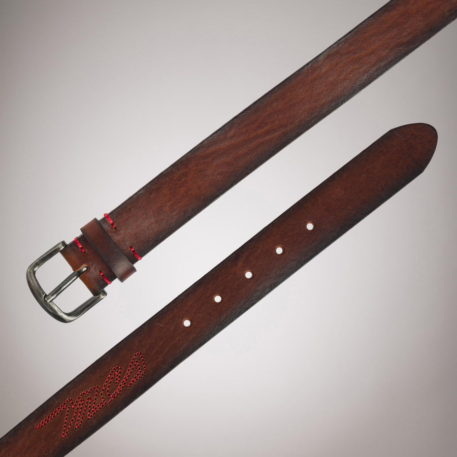 Cintura in pelle con ricamo