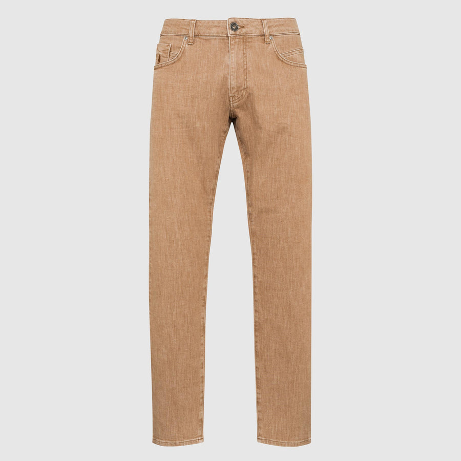 Five-pocket brown denim jeans 