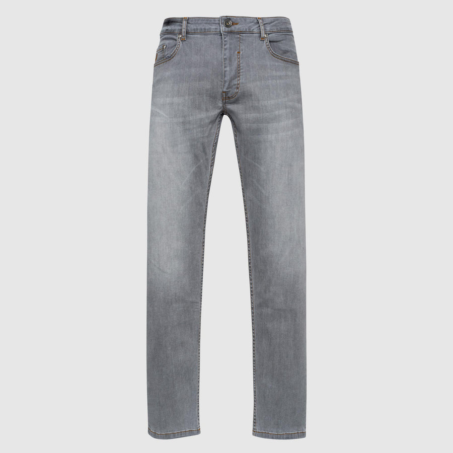 Five-pocket grey denim jeans