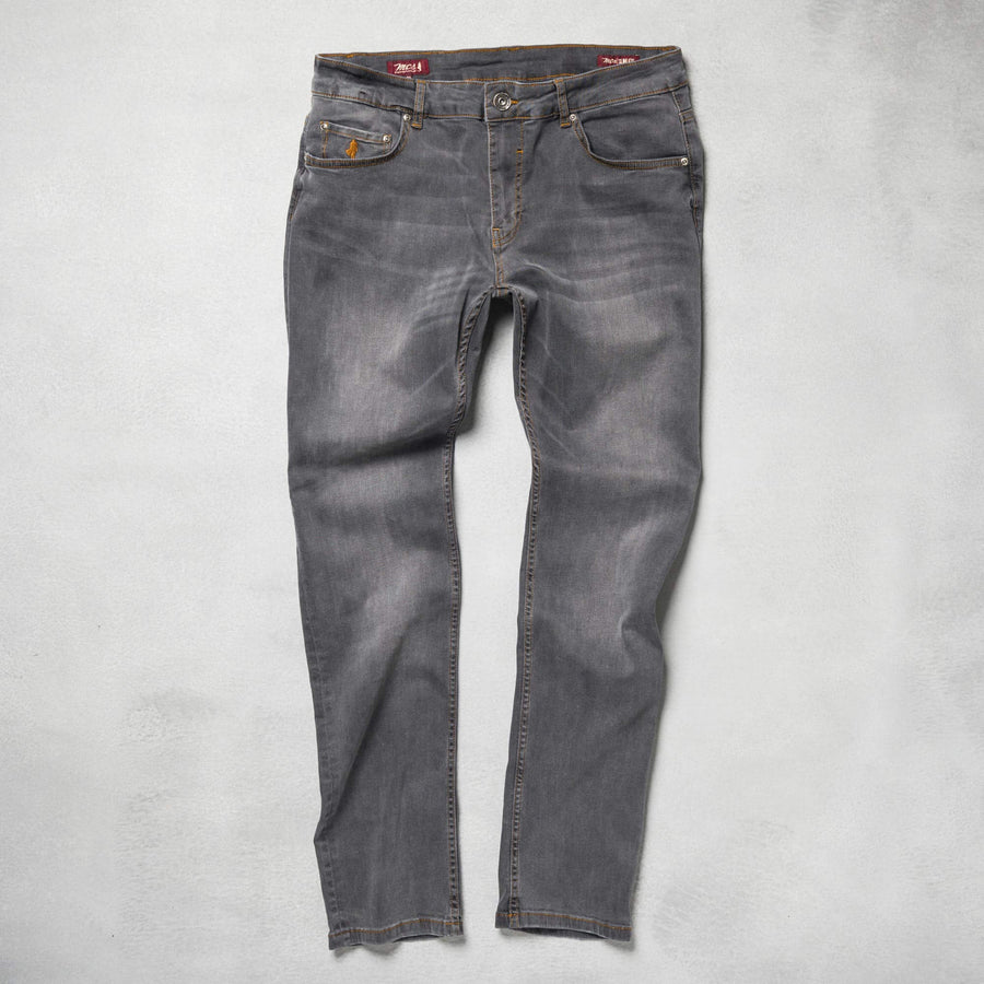 Cinque tasche in denim grigio