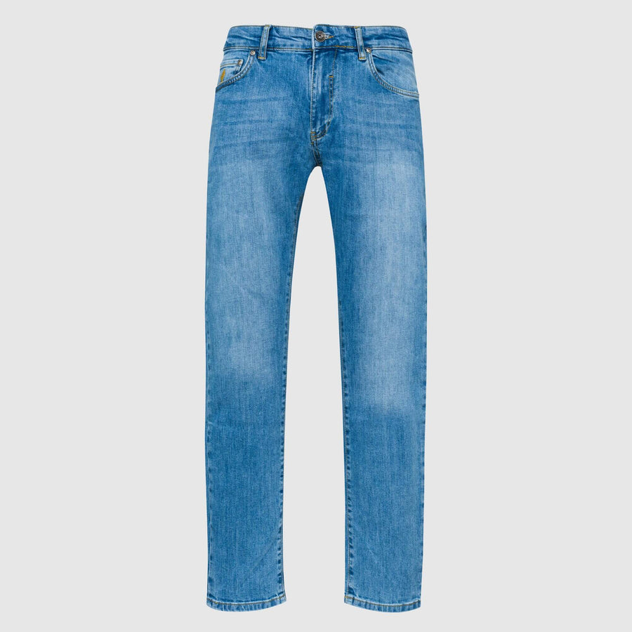 Cinque tasche in denim chiari