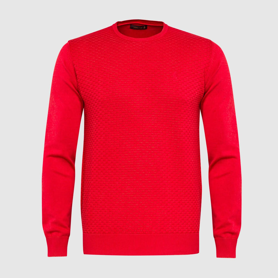 Maglione tinta unita con motivi in rilievo