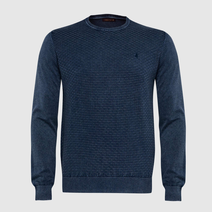 Maglione tinta unita con motivi in rilievo