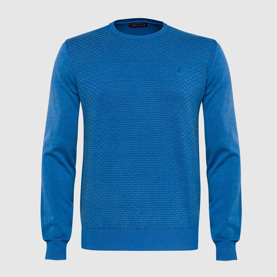 Maglione tinta unita con motivi in rilievo