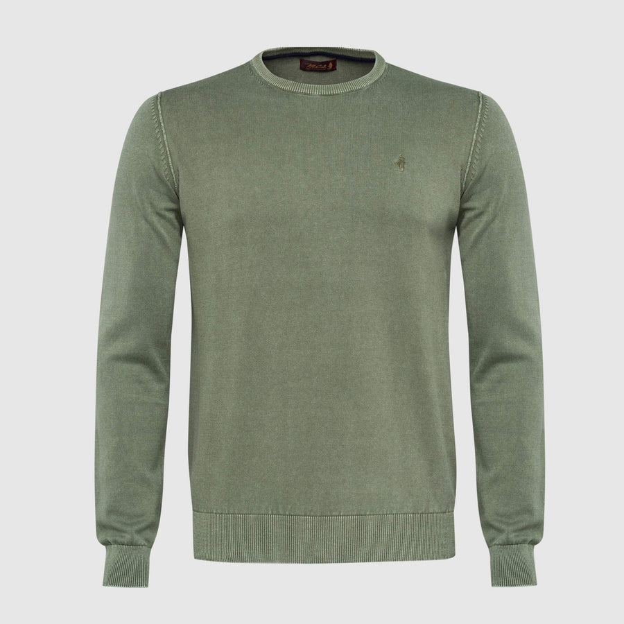 "Acid" wash crew neck sweater