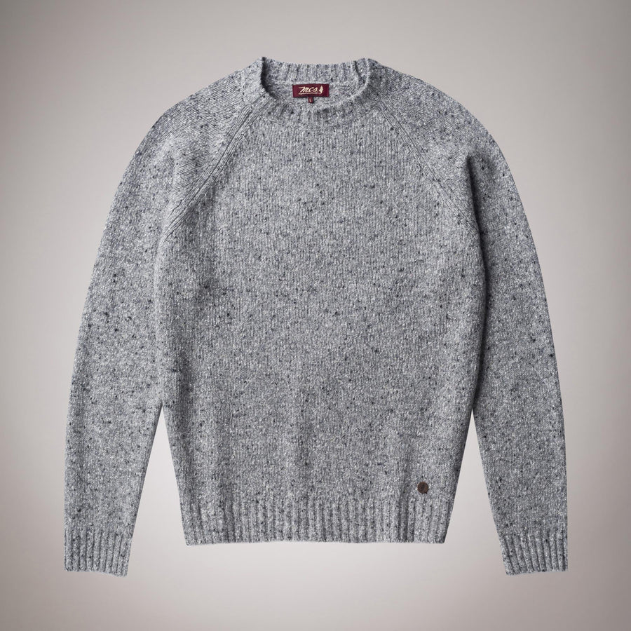 Maglione girocollo misto lana effetto bottonato