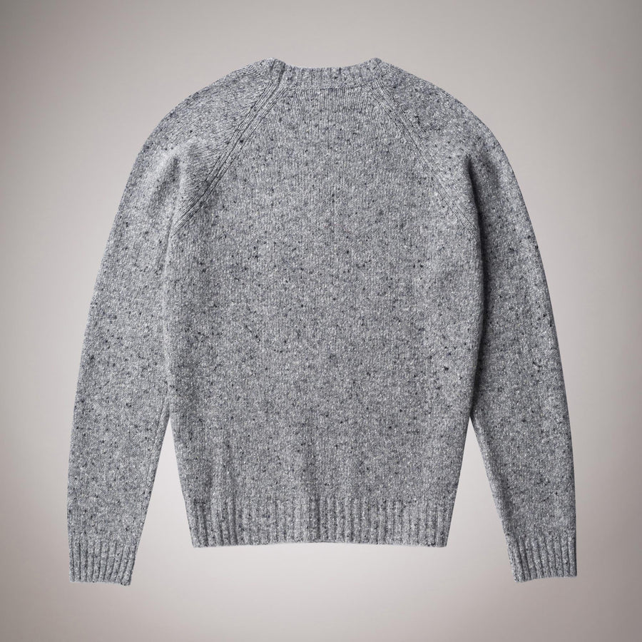 Maglione girocollo misto lana effetto bottonato